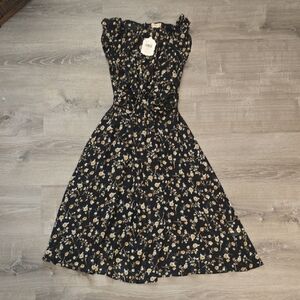 Altar'd State Black and Cream Floral Midi Dress